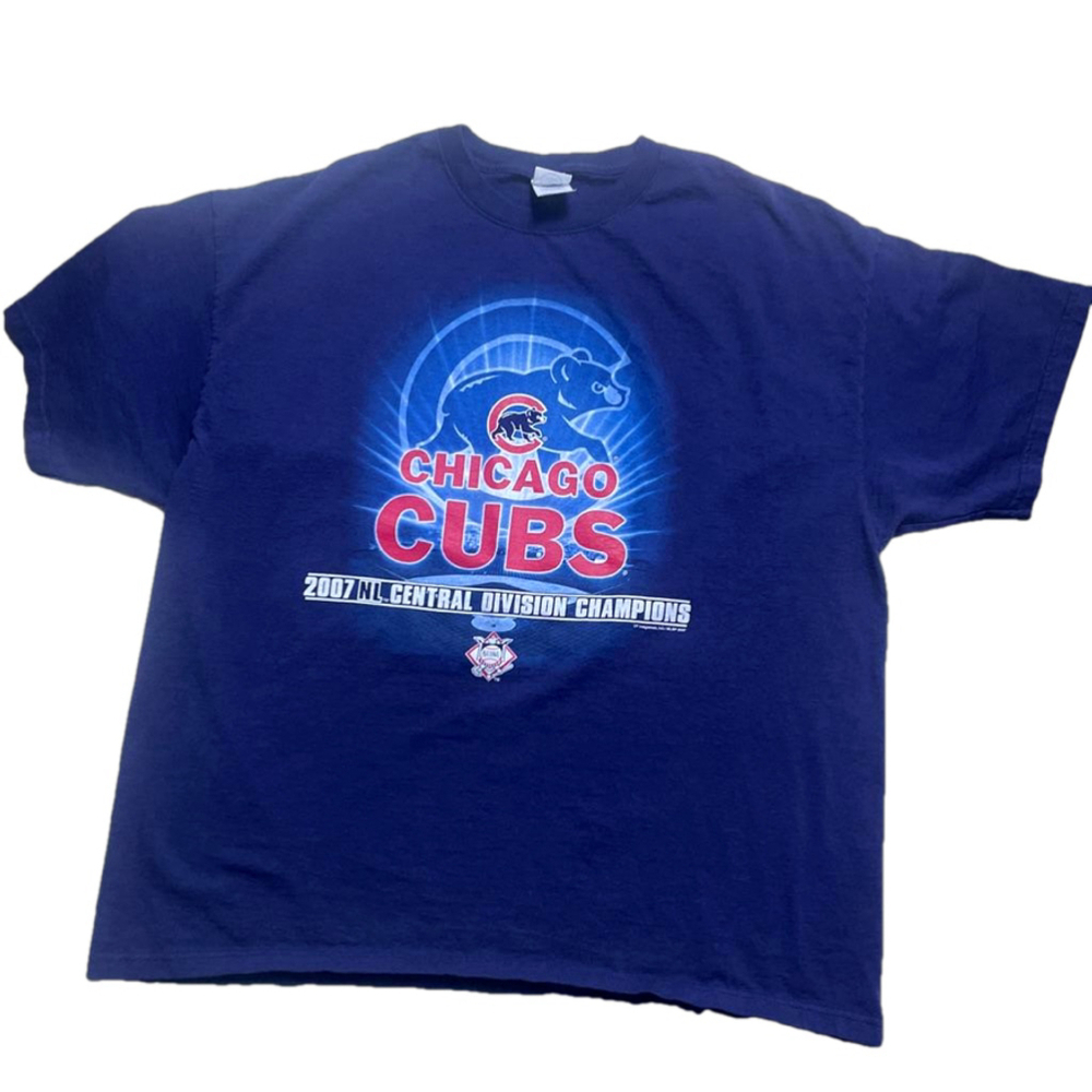 Men's Chicago Cubs 2007 NL division, champions baseball T-Shirt 2XL Blue